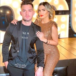 Sparkle And Snatched Shoulder Pad Jumpsuit - Chocolate